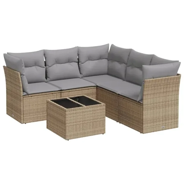 Zestaw mebli ogrodowych z rattanem PE, beżowy, wymiary: 62x62x69 cm, 55x62