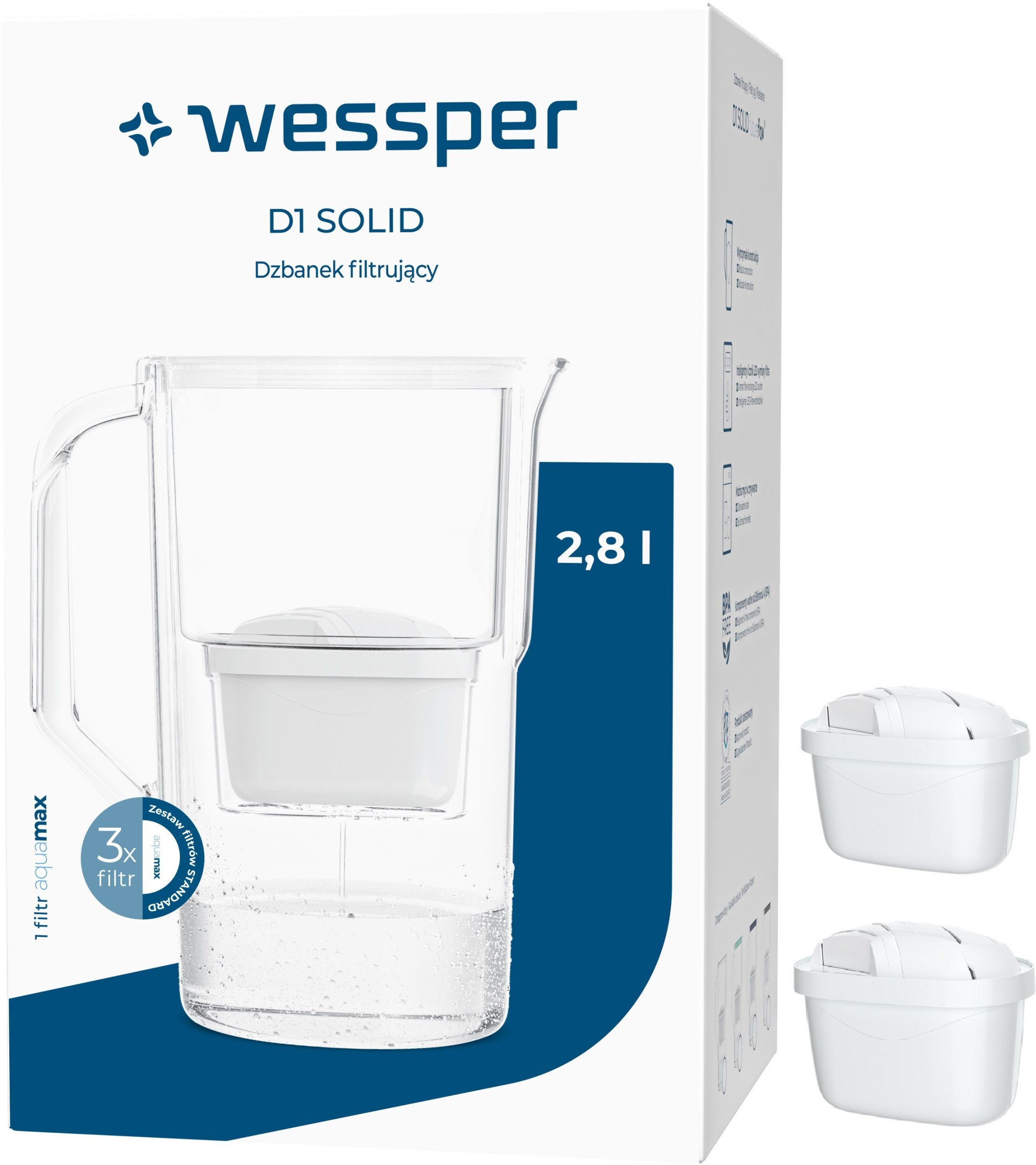 Wessper Dzbanek Filtrujący D1 SOLID +3 Filtry WES203-BK-3PROMO
