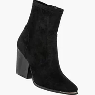 Botki damskie - Botki Damskie Buty Na Obcasie Zimowe Ocieplane Eleganckie Stylowe Czarne Czarny 40 - miniaturka - grafika 1