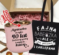 Gadżety dla niej i dla niego - Zestaw prezentowy na 40 urodziny - kubek na 40 z imieniem oraz torba - miniaturka - grafika 1