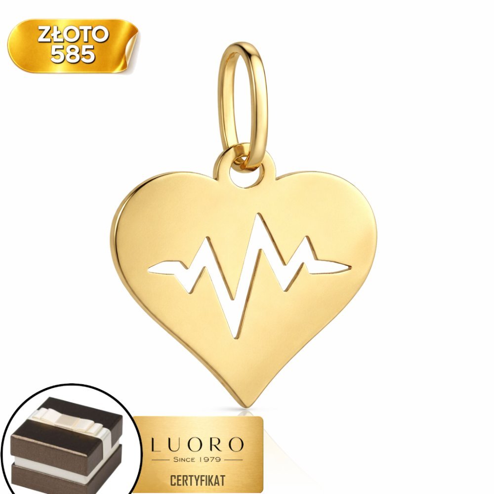 ZAWIESZKA ZŁOTA 585 14K SERCE LINIA ŻYCIA 20 MM ELEGANCKA PREZENT