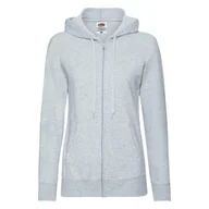 Bluzy damskie - Lekka rozpinana bluza damska z kapturem Lady-Fit Fruit of the Loom - Heather Grey S - miniaturka - grafika 1
