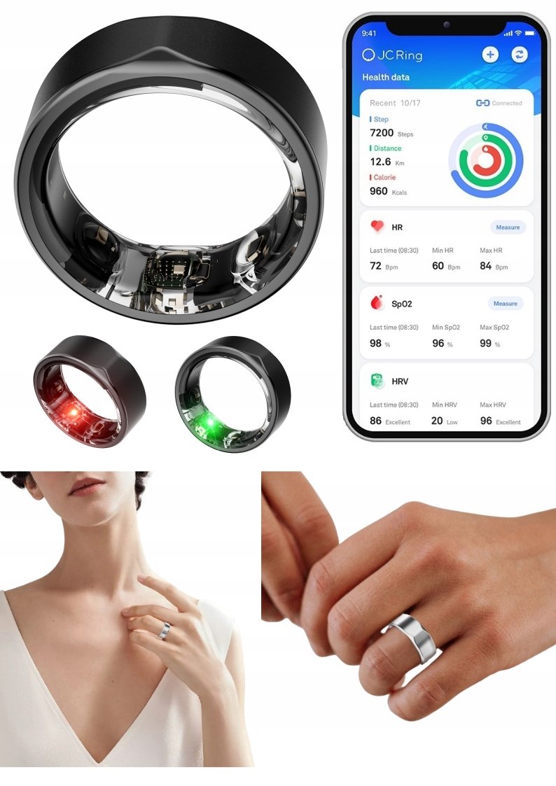 Smart Ring Inteligentny Pierścionek Tytanowy Cgm Cukier Hr Tętno Rozmiar 6