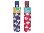 Parasole - Parasol damski składany Perletti Time w białe lilie, czerwony - miniaturka - grafika 1