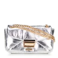 Torebki damskie - Minitorebka crossbody z połyskującej ekoskóry srebrna - miniaturka - grafika 1