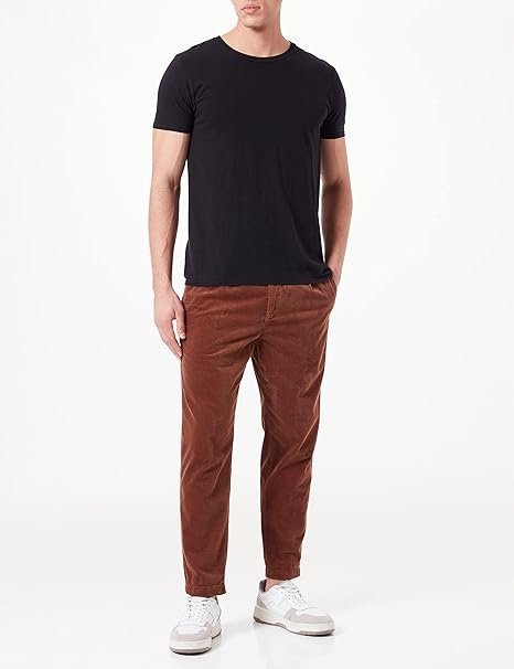 HUGO BOSS SPODNIE SZTRUKSOWE BRĄZOWE Z LOGO W35 L32 7BA