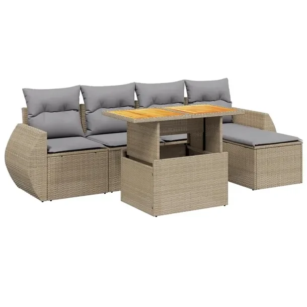 Zestaw mebli ogrodowych modułowych beżowy z rattanem PE - 55x62x69 cm