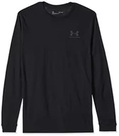 Bluzy męskie - Under Armour Under Armour Męska sportowa bluza z lewej piersi z długim rękawem i okrągłym dekoltem Czarny (001)/czarny M 1329585-01-M - miniaturka - grafika 1
