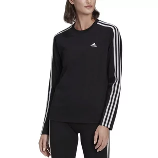 Koszulki sportowe damskie - Koszulka adidas Sportswear Essentials 3-Stripes Long Sleeve HF7261 - czarna - grafika 1