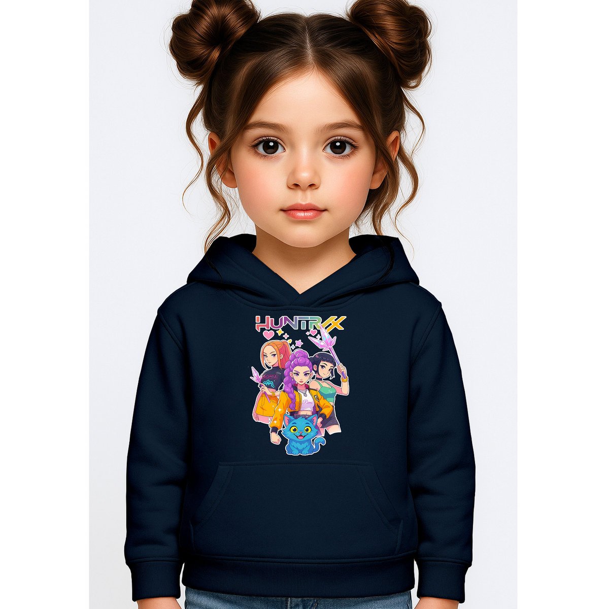 BLUZA DZIECIĘCA K-POPOWE ŁOWCZYNIE DEMONÓW HUNTRIX 110-116 Z KAPTUREM