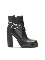 Botki damskie - Skórzane botki zdobione srebrnymi detalami - 38 - miniaturka - grafika 1