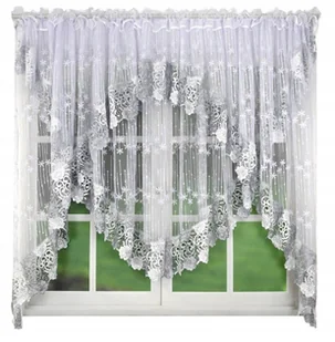 FIRANA GOTOWA 400x165 FIRANY FIRANKA NA MARKIZECIE GIPIURA BIAŁO SZARA - Firany - miniaturka - grafika 1