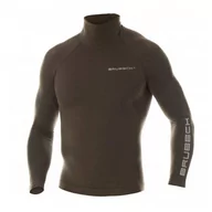 Bluzy sportowe męskie - Brubeck - Bluza termoaktywna Ranger Wool - Długi rękaw - Khaki - LS1420M - miniaturka - grafika 1