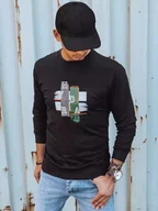 Bluzy męskie - Bluza męska z nadrukiem czarna Dstreet BX5352-XL - miniaturka - grafika 1