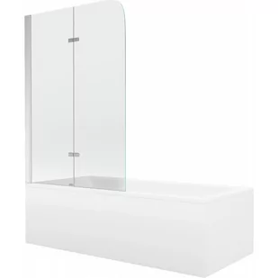Mexen Cubik wanna prostokątna 160 x 70 cm z obudową i parawanem 2-skrzydłowym 100 cm, transparent, chrom - Wanny - miniaturka - grafika 1