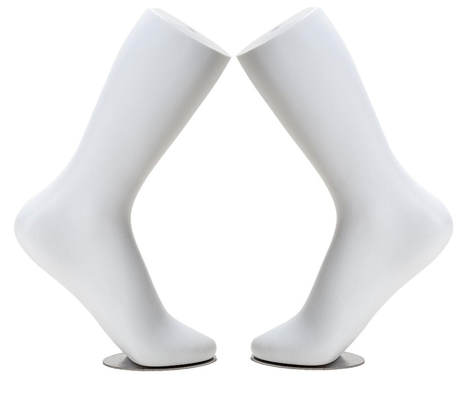 zestaw 2 sztuk - nogawka do prezentacji skarpet tenisowych, trampek ozdobna nogawka w kolorze białym z magnetyczną płytką mocującą ozdobna stopka ze stojakiem, manekin - nogawka sklepowa