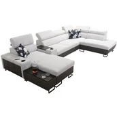 Narożniki - Narożnik MELODIO V Funkcja spania, pojemnik, regulowane zagłówki, barek, USB Kolor do wyboru - miniaturka - grafika 1