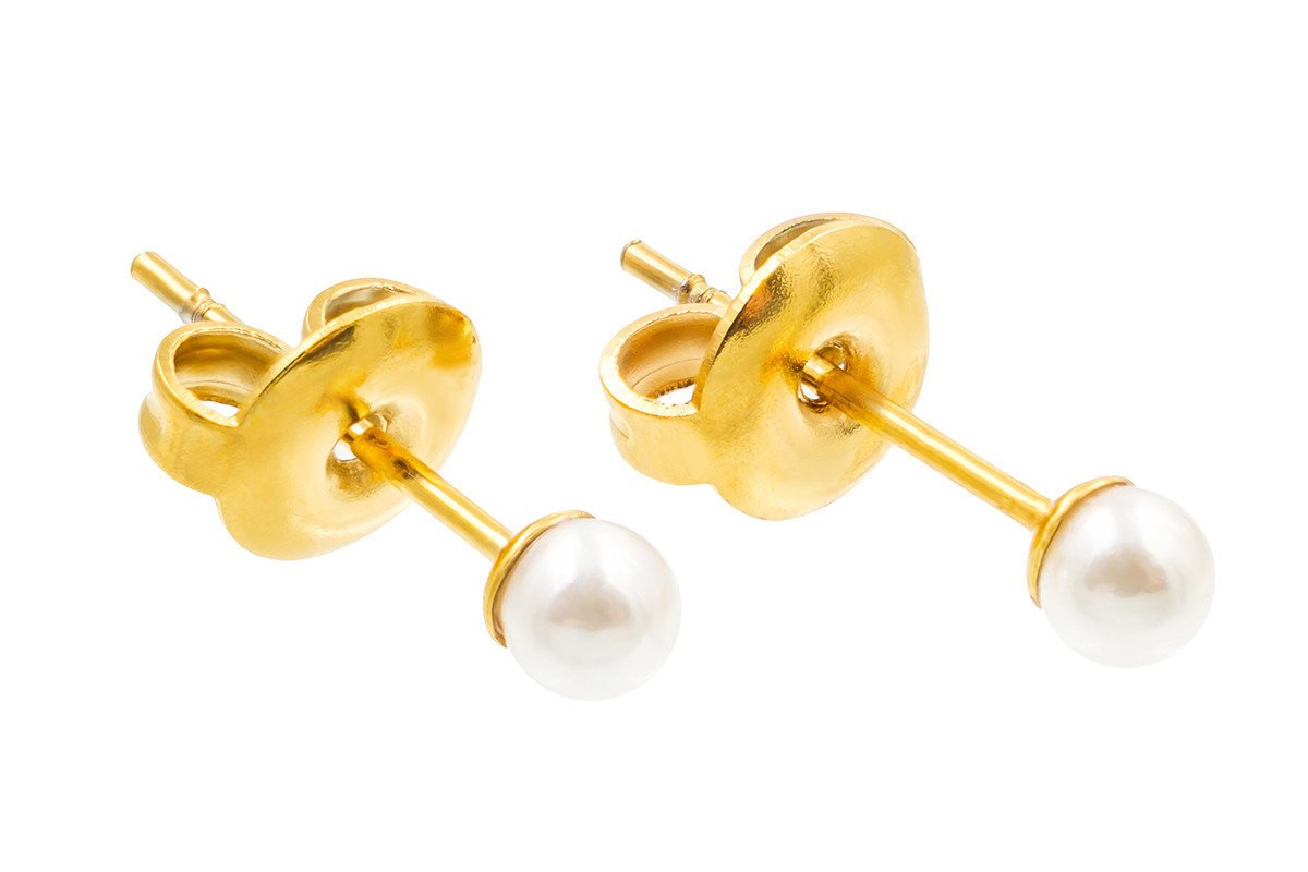 Delikatne Pozłacane Kolczyki Perełki 3 Mm