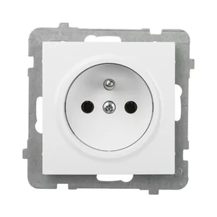 LEDart pojedyncze z uziemieniem, bez ramki - Ospel As GP-1GZ/m/00, kolor bały, 16A/250V - Gniazdka elektryczne - miniaturka - grafika 1