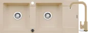 Zlewozmywaki z baterią - ZESTAW PYRAMIS MIDO (116x50) 2B 1D + SILVIO beż piaskowy (070090701Sn) - miniaturka - grafika 1
