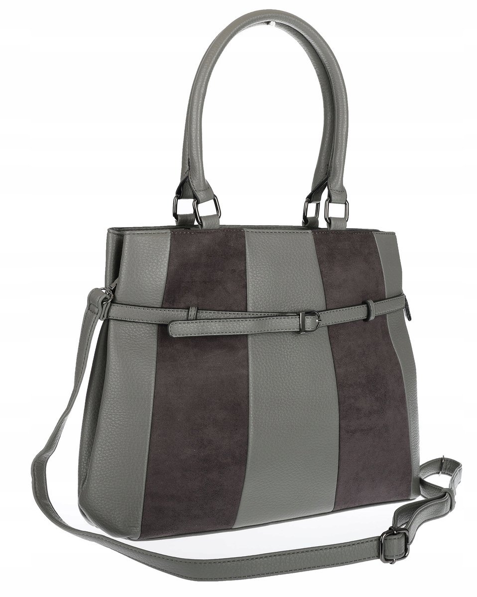 Torebka damska kuferek A4 elegancka lekka do pracy włoska marka MC371 Szara