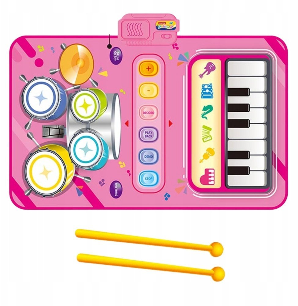 LeanToys Interaktywna Mata Muzyczna Taneczna Edukacyjna Perkusja Pianinko 2w1