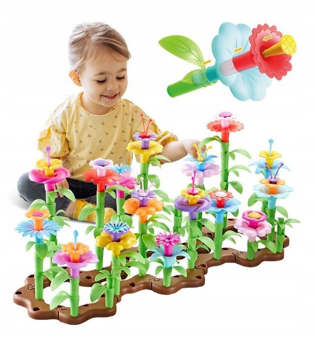 KLOCKI KONSTRUKCYJNE ZABAWKA EDUKACYJNA DLA DZIECI KWIATY (148 ELEM.)