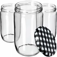 Pojemniki kuchenne - Słoiki Niva 720ml 48 szt. 82mm + wieczka "Czarna Krata" - miniaturka - grafika 1