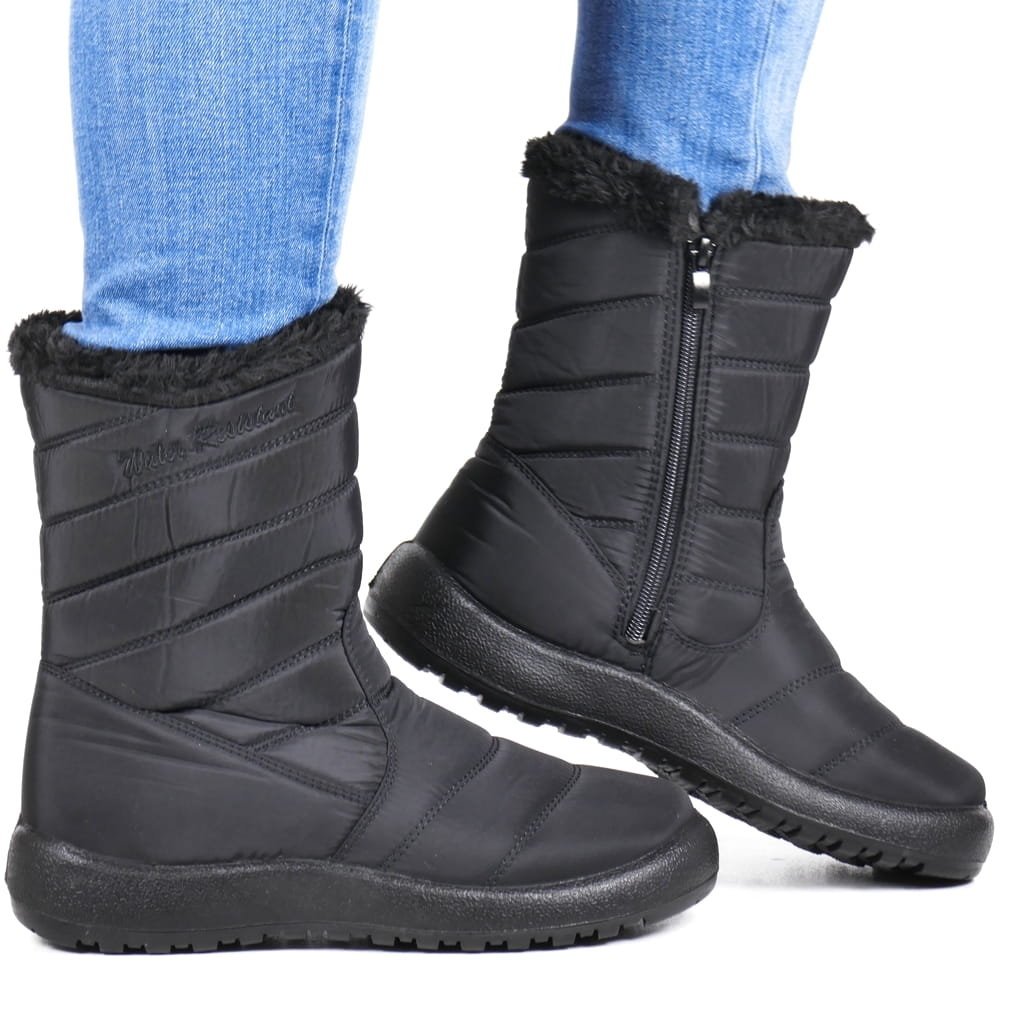 DAMSKIE ŚNIEGOWCE WODOODPORNE WYSOKIE NA ZAMEK NEWS 3044 CZARNE