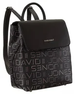 Plecaki - Plecak damski z klapką ozdobiony nadrukiem, eko skóra — David Jones - miniaturka - grafika 1