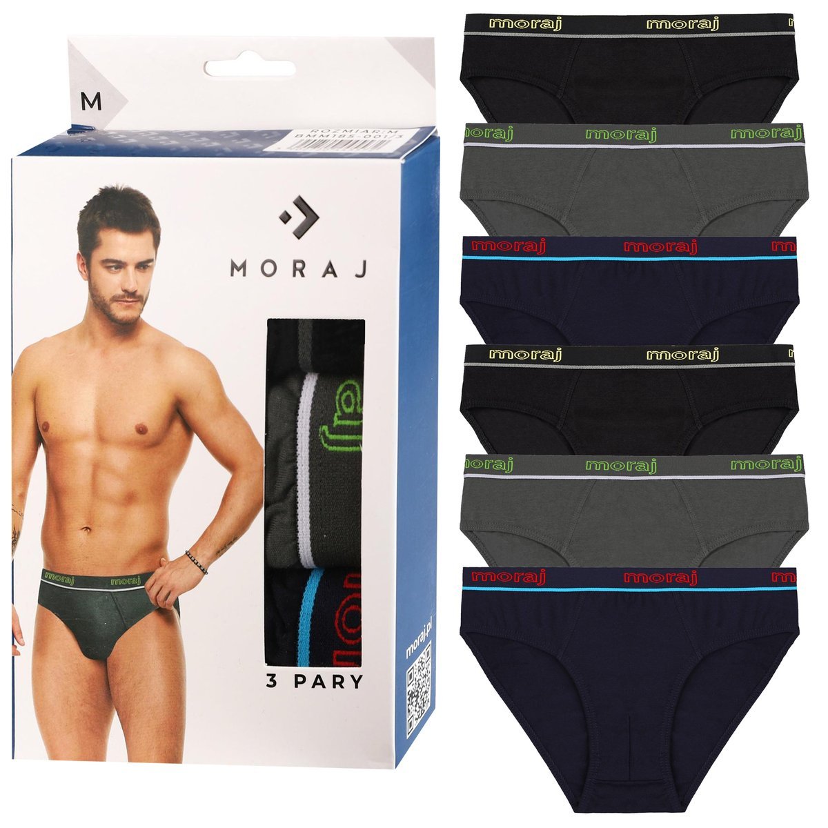 SLIPY MĘSKIE 100% Bawełniane Slipki MORAJ Zestaw Komplet r. XL