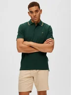 Koszulki męskie - Selected Homme Polo 16087840 Zielony Regular Fit - miniaturka - grafika 1