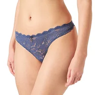 Spodnie damskie - Emporio Armani Damskie spodnie Eternal Lace Thong, Indigo Mood, XS - miniaturka - grafika 1