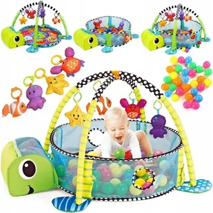 Mata Edukacyjna Interaktywna Kojec Dziecięcy z Akcesoriami Piłki Żółw 3w1 - Maty edukacyjne - miniaturka - grafika 1