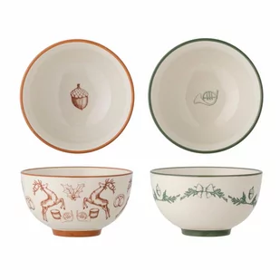 Zestaw świąteczny Beth Bowl, czerwony, kamionka Bloomingville 2 sztuki - Talerze - miniaturka - grafika 1