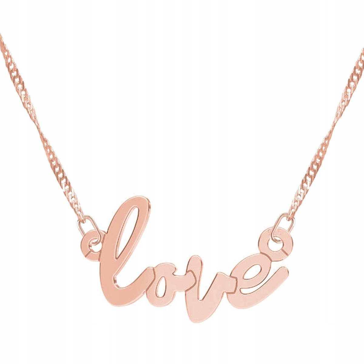 Naszyjnik Pozłacany z Napisem Love Napis Kocham Cię Miłość Serce SREBRO 925