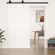Drzwi wewnętrzne - vidaXL Drzwi przesuwne, białe, 100x1,8x204,5 cm, lite drewno sosnowe - miniaturka - grafika 1