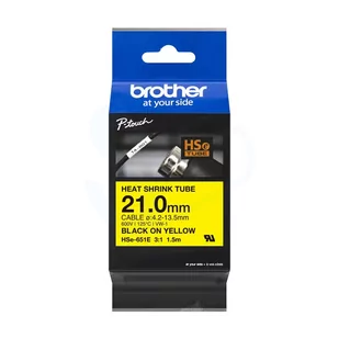 Oryginalna rurka termokurczliwa Brother Hse-651E 21mm x 1.5m ø 4.2mm-13.5mm żółta/czarny nadruk PROMOCJA! - Taśmy do drukarek barwiące - miniaturka - grafika 1