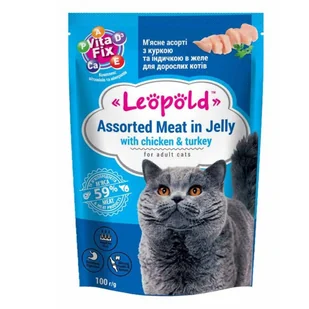Leopold kurczak z indykiem w galaretce dla kotów 24x100g - Mokra karma dla kotów - miniaturka - grafika 2