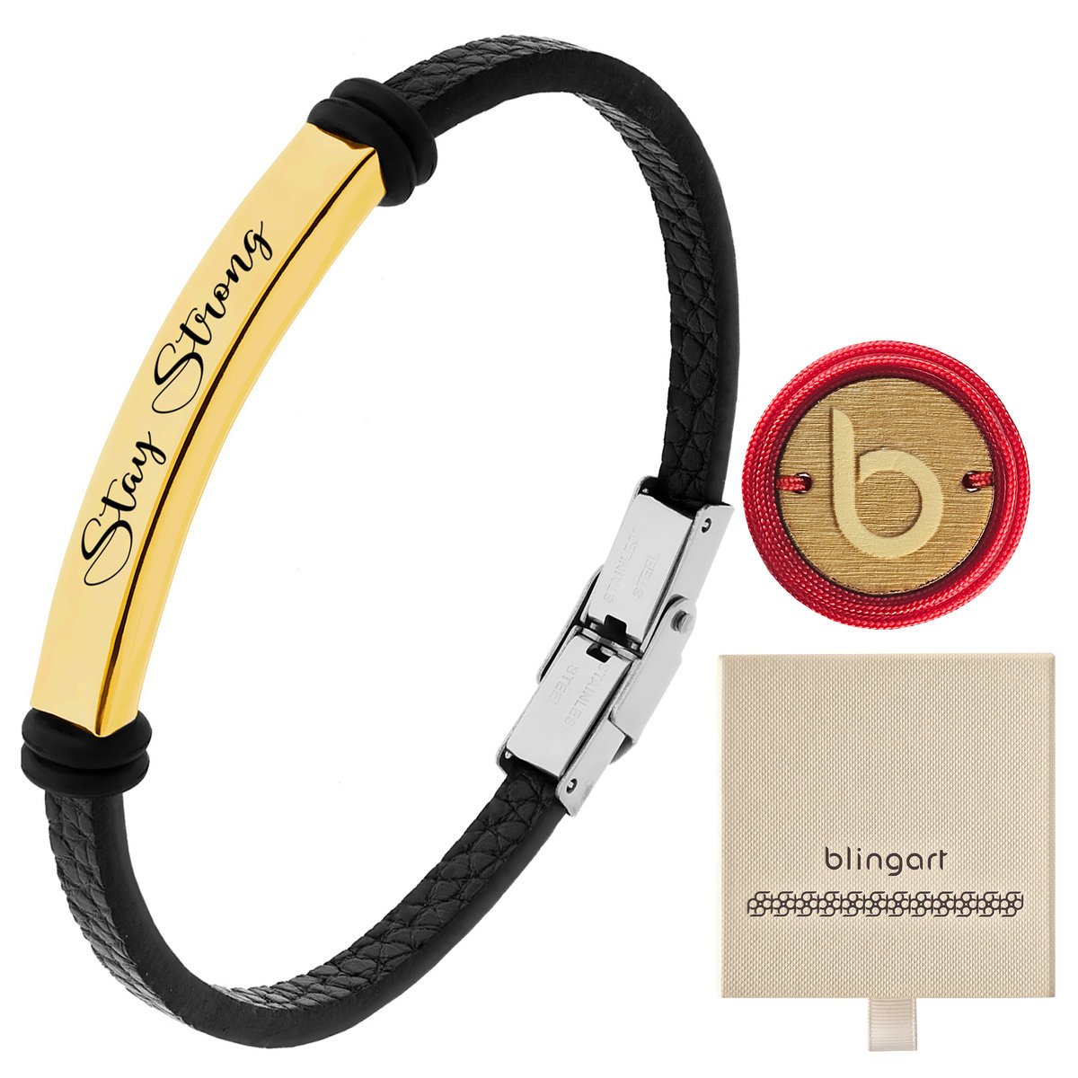 Bransoletka SKÓRZANA męska czarna pojedyncza zatrz