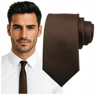 Krawaty i muchy męskie - Krawat męski klasyczny - brązowy - miniaturka - grafika 1
