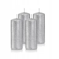 Świece - Świece świeczki walec zestaw 4 szt srebrne 10 cm - miniaturka - grafika 1