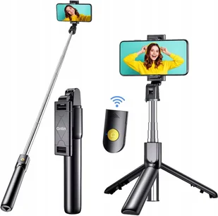 KIJEK DO SELFIE 3w1 STATYW BLUETOOTH WYCIĄGANY PRZENOŚNY STABILNY STOJAK - Selfie stick - miniaturka - grafika 1
