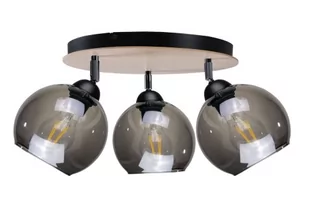 Keter Lighting Yuno lampa podsufitowa 3x60W czarny/drewno naturalne/przydymiony 1337 - Lampy sufitowe - miniaturka - grafika 1