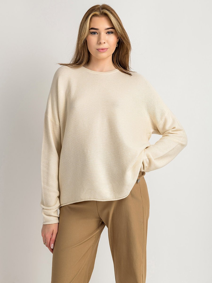 Sweter z domieszką wiskozy M jasny beż