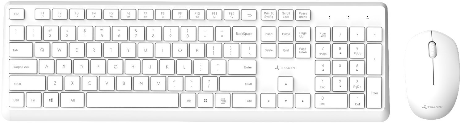 Triadyn Bezprzewodowy Zestaw Biurowy PLEIONE Klawiatura CRESSIDA i Mysz VEGA 1600 DPI Biały