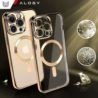 Etui i futerały do telefonów - Etui MagSafe Case do Apple iPhone 14 Pro Max Alogy Glamour Luxury Ring obudowa Złote przezroczyste - miniaturka - grafika 1