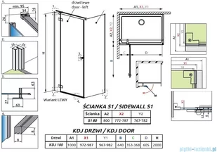 Radaway Essenza Black Kdj kabina 100x80cm lewa szkło przejrzyste 1385040-54-01L/1384051-01-01 - Kabiny prysznicowe Radaway Essenza Black Kdj kabina 100x80cm lewa szkło przejrzyste 1385040-54-01L/1384051-01-01 - Kabiny prysznicowe - miniaturka - grafika 2