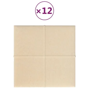Panele ścienne, 12 szt., kremowe, 30x30 cm, tkanina, 1,08 m² - Panele ścienne i boazeria - miniaturka - grafika 3