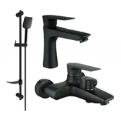 Baterie umywalkowe - Mexen Axel DF62 zestaw wannowy, czarny - miniaturka - grafika 1